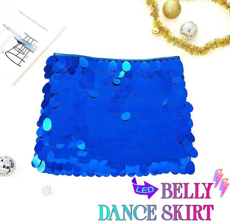TWINKLEDE Sequin Mermaid Skirt Sparkly Mardi Gras Costume Belly Dance Mini Skirts for Women - Image 5